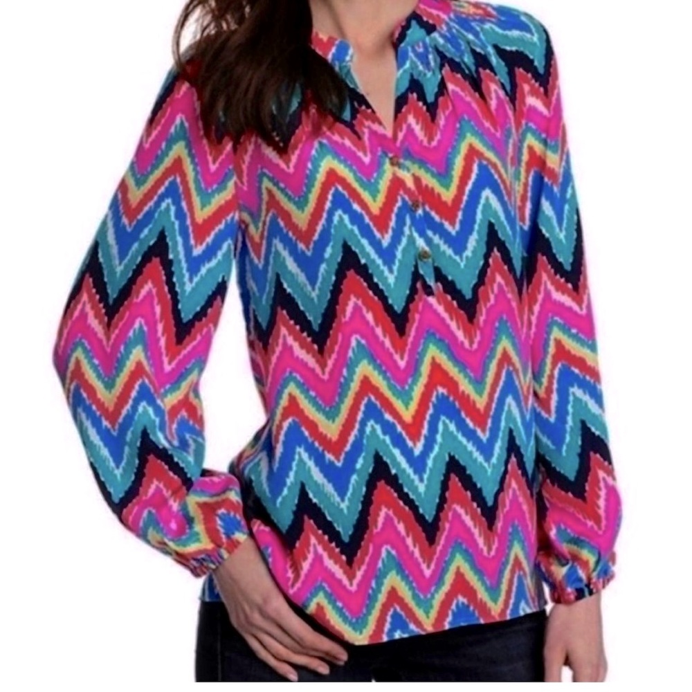 Lilly Pulitzer Elsa Chevron silk blouse